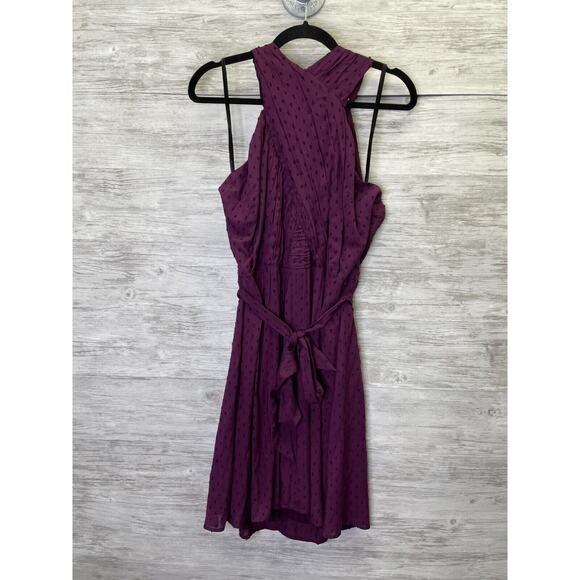 LOFT Dresses & Skirts - LOFT‎ Crossover Halter Dress Size 8 Womens Purple Tie Waist